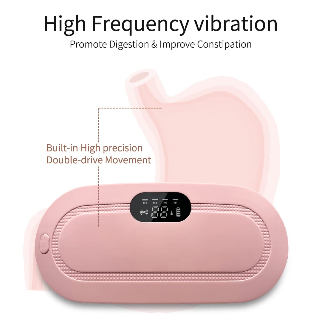 Portable Cordless Heating Pad, Electric Waist Belt Device, Fast Heating Pad with 3 Heat Levels and 3 Massage Modes, Back or Belly Heating Pad for Women and Girl