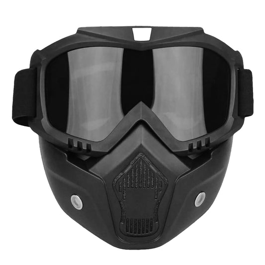 Goggle Mask Anti Scratch UV Protective Open Face & Eyewear Windproof Dirt Shield Adjustable Strap Soft Foam Padded Detachable for Cycling Bike Off Road Racing Riding Unisex (Black, 1 PC)