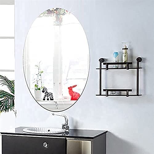 Flexible Mirror Sheets Self-Adhesive Plastic Mirror Tiles Non-Glass Mirror Stickers small for Home Decoration (Oval Shape)
