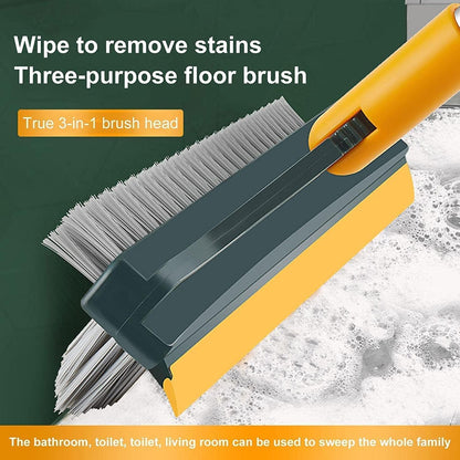 Bathroom Cleaning Brush with Wiper Upgraded 3 in 1 Tiles Cleaning Brush Bathroom Brush with Long Handle 180° Rotate Bathroom Floor Cleaning Brush Bathroom Cleaning Accessories