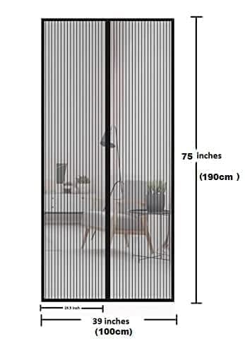 Magic Magnetic Mosquito Screen Door Net Curtain with Magnet Reinforced Polyester Mesh Curtain Back Door Mesh with Full Frame Hook & Loop Auto-Closing