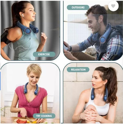 Portable Vaneless Neck Fan | Better Then Table or Hand Fans | USB Charging Battery Fan | Smart Mini Hand Free 3 High Speed Fan | 360� Flexible Cooling Low Noise Hanging Neck Fans