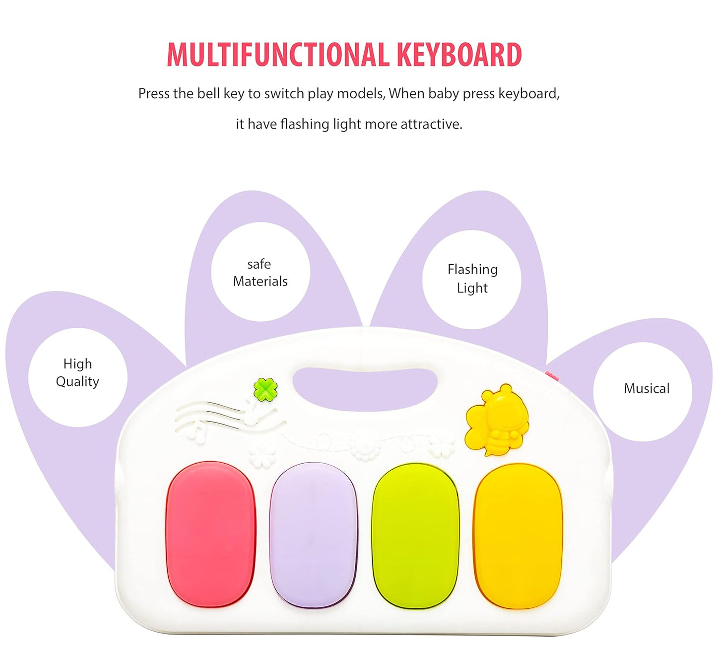 Musical Keyboard Mat Piano Gym Mat Gym & Fitness Rack,Pack Of 1 Set With Animal Sound Effect And Music Mode, Multi-Function Abs High Grade Plastic, Baby.