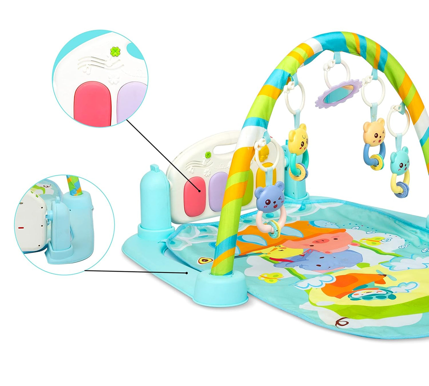 Musical Keyboard Mat Piano Gym Mat Gym & Fitness Rack,Pack Of 1 Set With Animal Sound Effect And Music Mode, Multi-Function Abs High Grade Plastic, Baby.