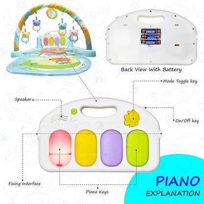 Musical Keyboard Mat Piano Gym Mat Gym & Fitness Rack,Pack Of 1 Set With Animal Sound Effect And Music Mode, Multi-Function Abs High Grade Plastic, Baby.