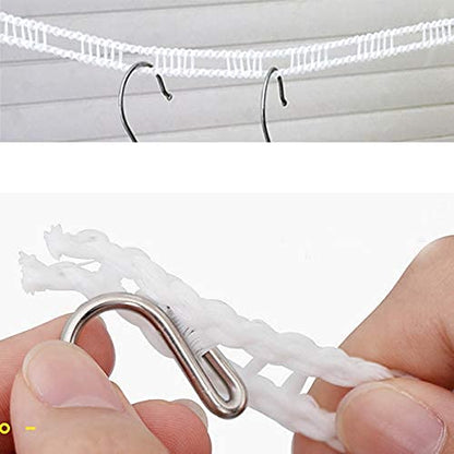 5 Meters Windproof Anti-Slip Clothes Washing Line Drying Nylon Rope with Hooks 5 Meter Nylon Clothesline Rope (Color May Vary)