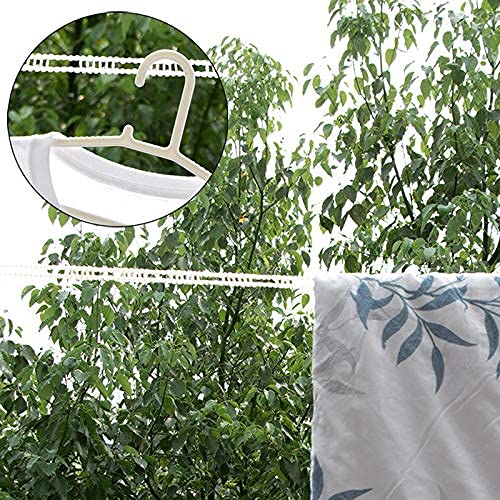 5 Meters Windproof Anti-Slip Clothes Washing Line Drying Nylon Rope with Hooks 5 Meter Nylon Clothesline Rope (Color May Vary)