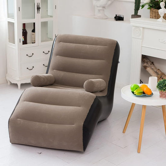 Inflatable Air Sofa Chair - Portable Single Seater Recliner Sofa Bed Set with Pump, Comfortable Air Chair, Inflatable Lounge Chair for Home, Outdoors & Travel