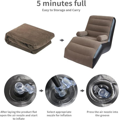 Inflatable Air Sofa Chair - Portable Single Seater Recliner Sofa Bed Set with Pump, Comfortable Air Chair, Inflatable Lounge Chair for Home, Outdoors & Travel
