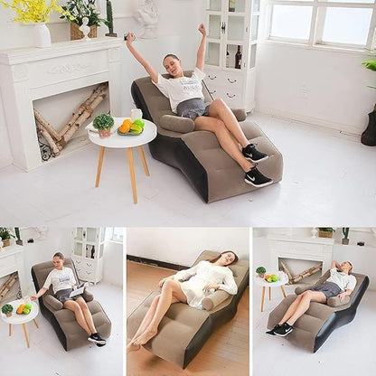Inflatable Air Sofa Chair - Portable Single Seater Recliner Sofa Bed Set with Pump, Comfortable Air Chair, Inflatable Lounge Chair for Home, Outdoors & Travel