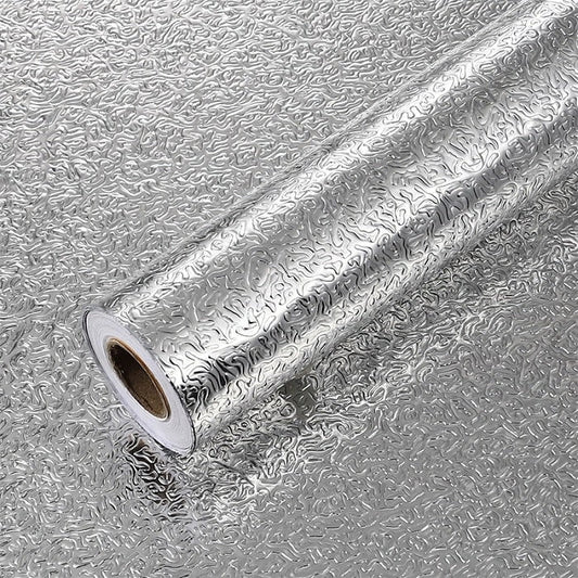 Silver Oil Proof Kitchen Wallpaper 300 cm x 60 cm