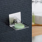 Soap Dish Holder Self Adhesive Wall Mounted Soap Sponge Holder Stainless Steel Storage Saver Rack for Home Kitchen Bathroom Shower