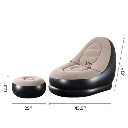 Inflatable Sofa with Household Air Pump - Air Inflatable Sofa Couch Chair with Footstool for Indoor&Outdoor in Livingroom, Bedroom, Readingroom Office, Balcony, Garden, Courtyard.