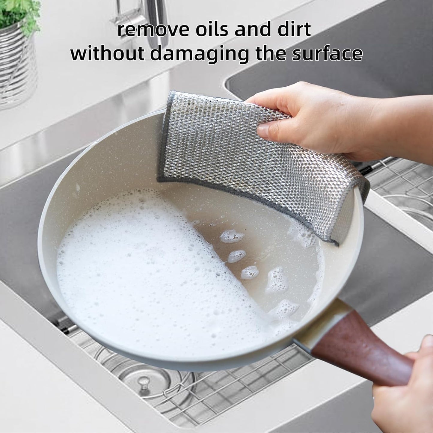 Non Scratch Wire Dish Cloth (Pack of 10), Steel Scrubber for Utensils Cleaning, Multipurpose Wet and Dry Cleaning, Stainless-Steel Dish Wash Scrubber for Washing Dishes, Sinks, Counters