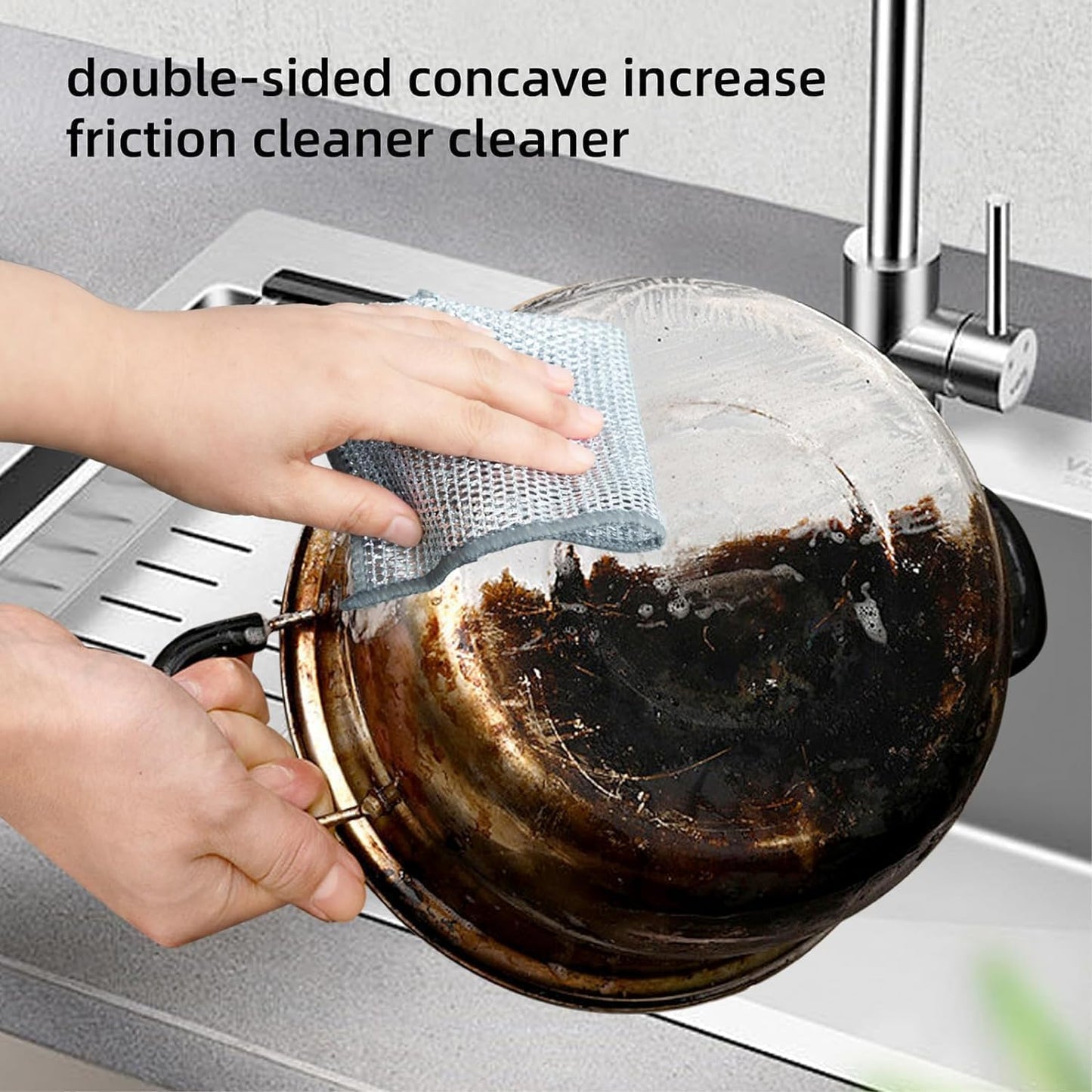 Non Scratch Wire Dish Cloth (Pack of 10), Steel Scrubber for Utensils Cleaning, Multipurpose Wet and Dry Cleaning, Stainless-Steel Dish Wash Scrubber for Washing Dishes, Sinks, Counters