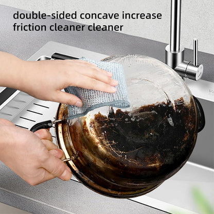 Non Scratch Wire Dish Cloth (Pack of 10), Steel Scrubber for Utensils Cleaning, Multipurpose Wet and Dry Cleaning, Stainless-Steel Dish Wash Scrubber for Washing Dishes, Sinks, Counters