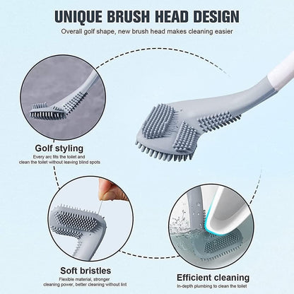 Golf Shape Toilet Brush Cleaner with Hanger Hook, Toilet Bowl Cleaner Brush, No-Slip Long Handle Soft Silico