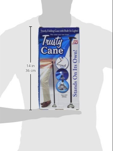 Trusty Cane Adjustable Walking Stick with LED Light for Old Men, Women (Black)