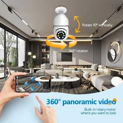 Wi-Fi CCTV Camera V380 Pro | Indoor 360° Smart Home Security Camera Light Vision 24x7 Continuous Recording with Motion Sensor LED Lights