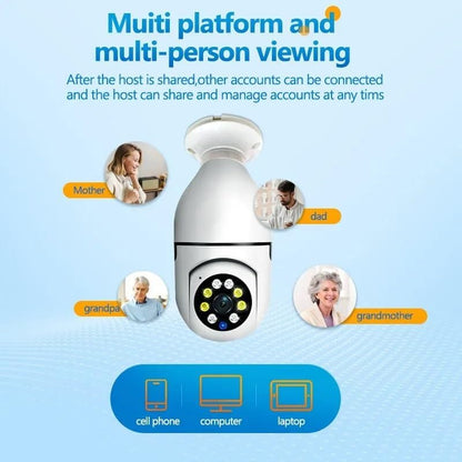 Wi-Fi CCTV Camera V380 Pro | Indoor 360° Smart Home Security Camera Light Vision 24x7 Continuous Recording with Motion Sensor LED Lights