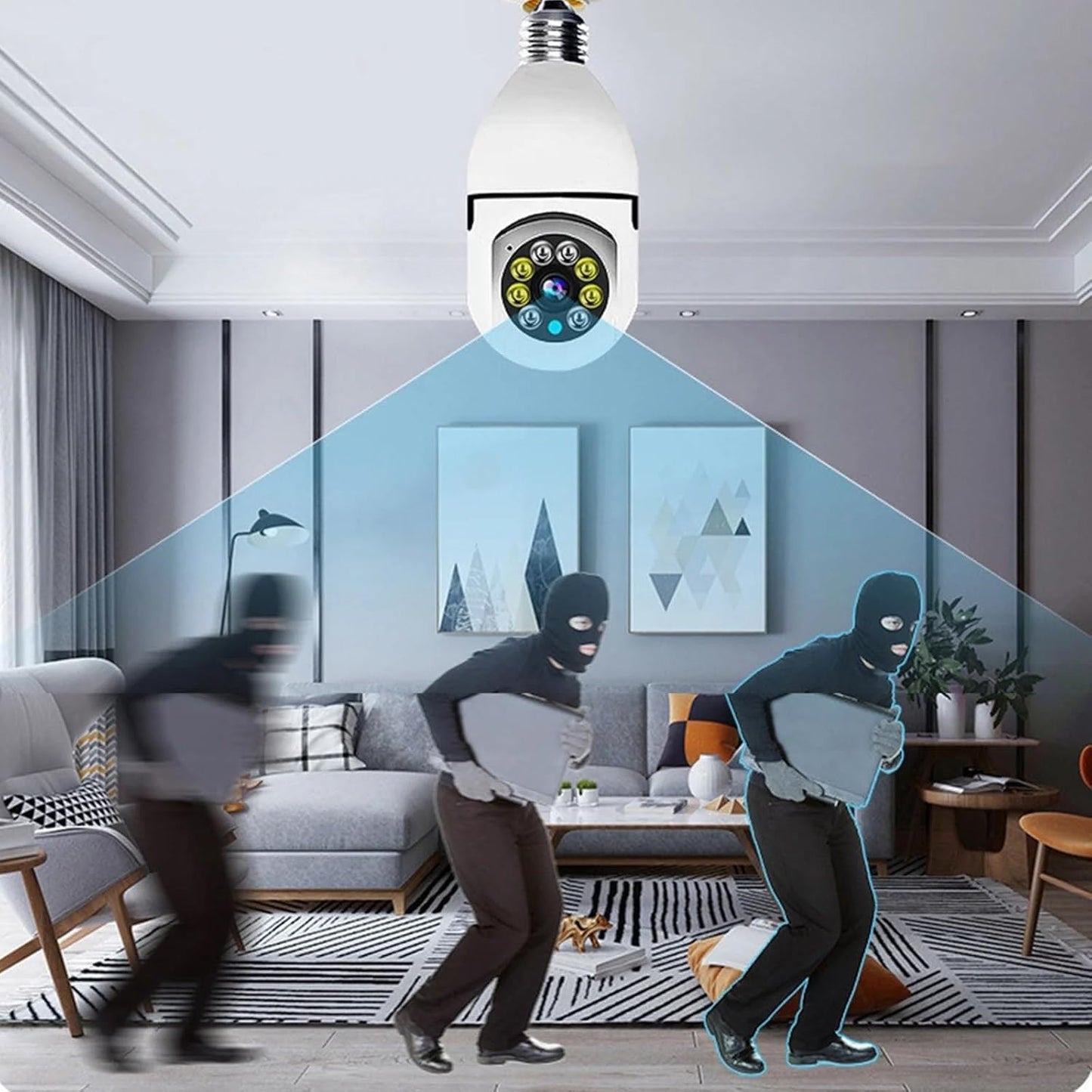 Wi-Fi CCTV Camera V380 Pro | Indoor 360° Smart Home Security Camera Light Vision 24x7 Continuous Recording with Motion Sensor LED Lights