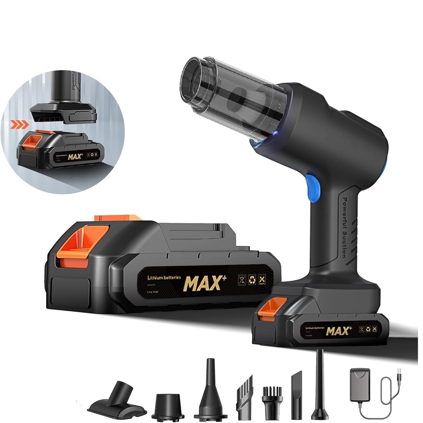 Portable Car Vacuum Cleaner with Blower | USB Rechargeable Wireless Handheld Car Vacuum Cleaner Traveling,Portable,Rechargeable (4in1)