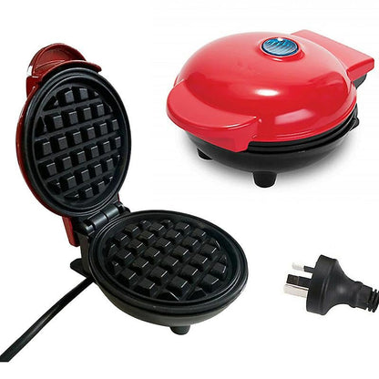 Mini Waffle Maker 4 Inch- 350 Watts: Stainless Steel Non-Stick Electric Iron Machine for Individual Belgian Waffles, Pan Cakes (Mini Waffle Maker + Waffles Recipe Book, Red)