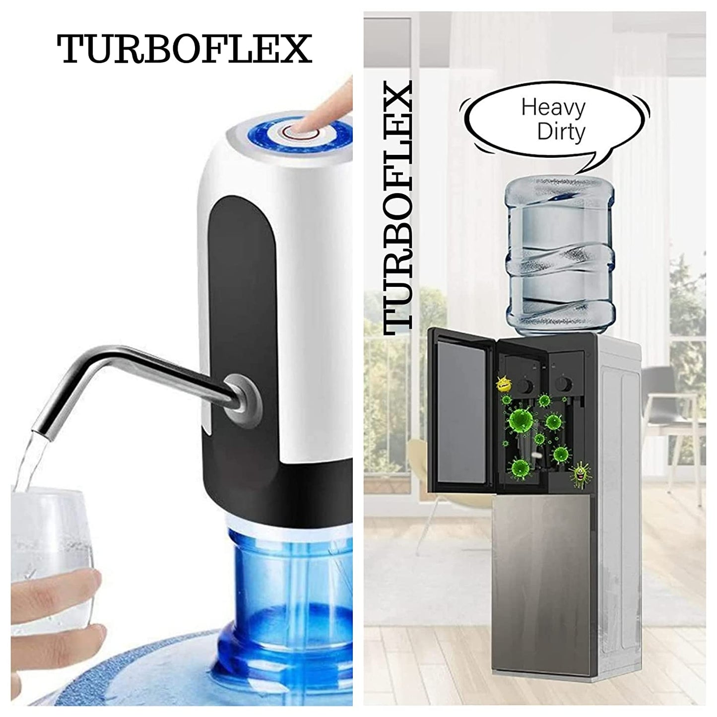 Automatic Wireless Portable Mini Rechargeable Water Bottle Can Dispenser Pump Upto 20 Litre Bottle with USB Charging Cable (Black/White)